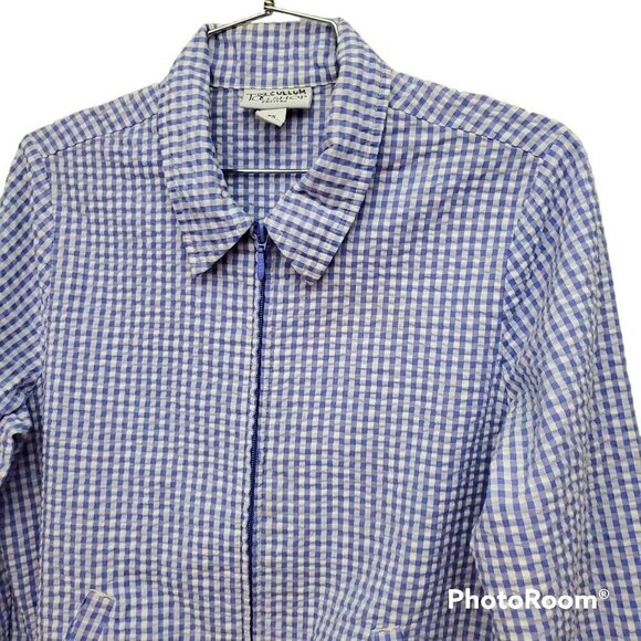 ❤️275 The Tog Shop Gingham Seersucker Zip Up Light Jacket - Picture 3 of 8
